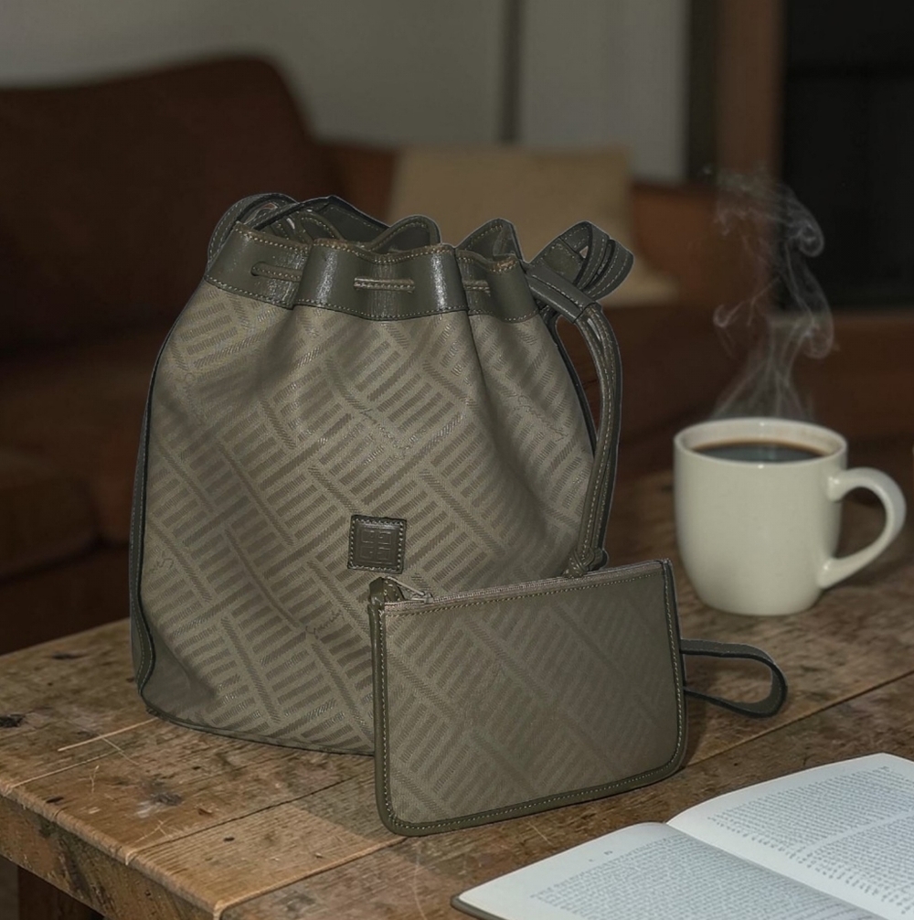 Givenchy Olive Green Quilted Drawstring Bucket Bag